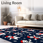 Whimsical Snowman Skeleton Snowfall Companions Rug