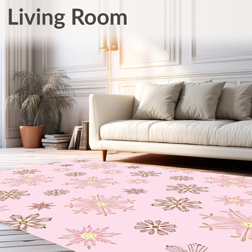 Sweet Pink Floral Scatter Rug