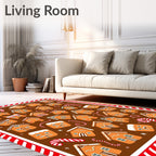 Gingerbread Houses Candy Cane Collage Rug