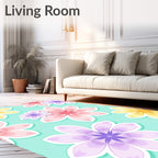Pastel Watercolor Flower Meadow Rug