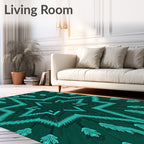 Teal Starburst Feather Medallion Rug