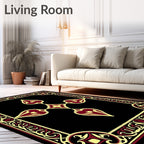 Crimson Gold Ornate Border Jewel Rug
