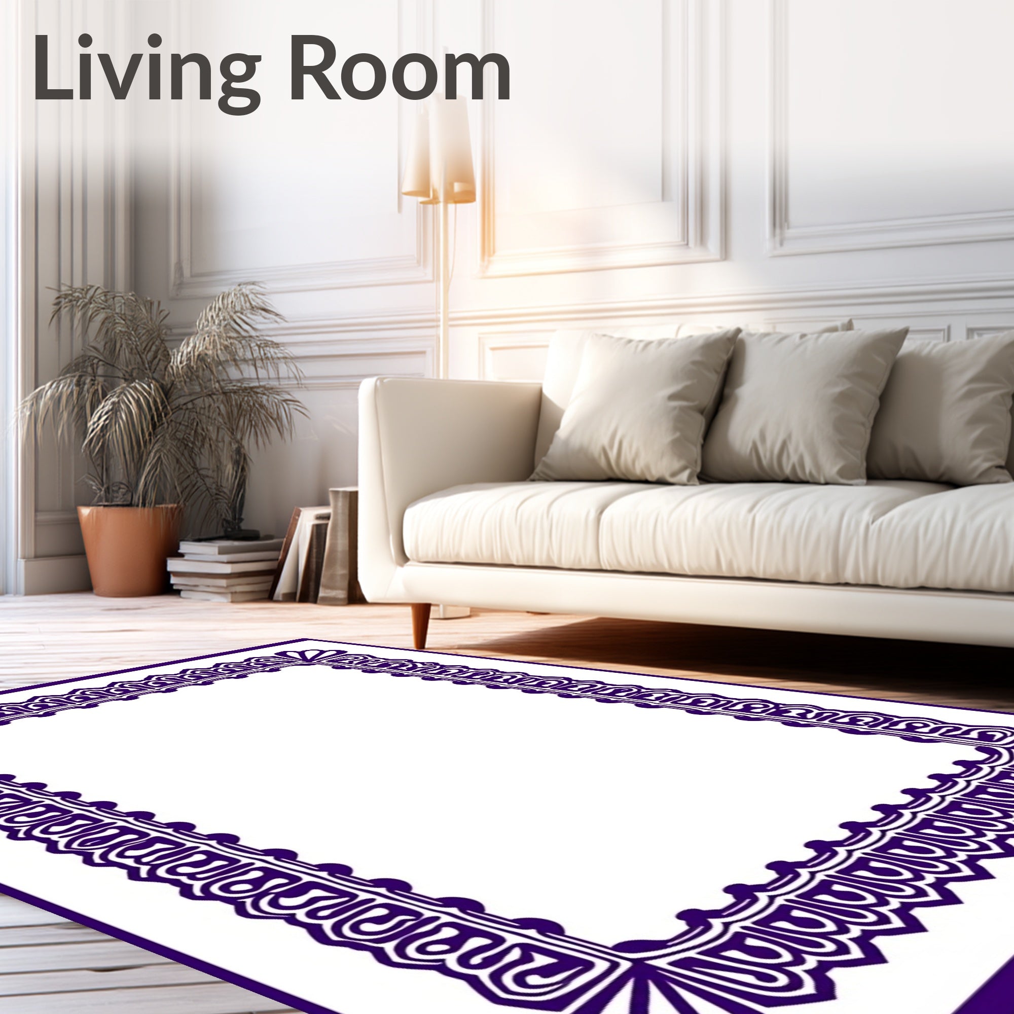 Deep Purple Ornate Laurel Frame Rug
