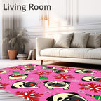 Pink Pug And Snowflake Holiday Rug