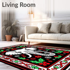 White Elephant Red Floral Border Rug