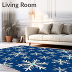 Midnight Blue Winter Snowflake Scatter Rug