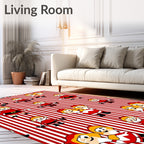 Red White Stripe Christmas Elves Rug