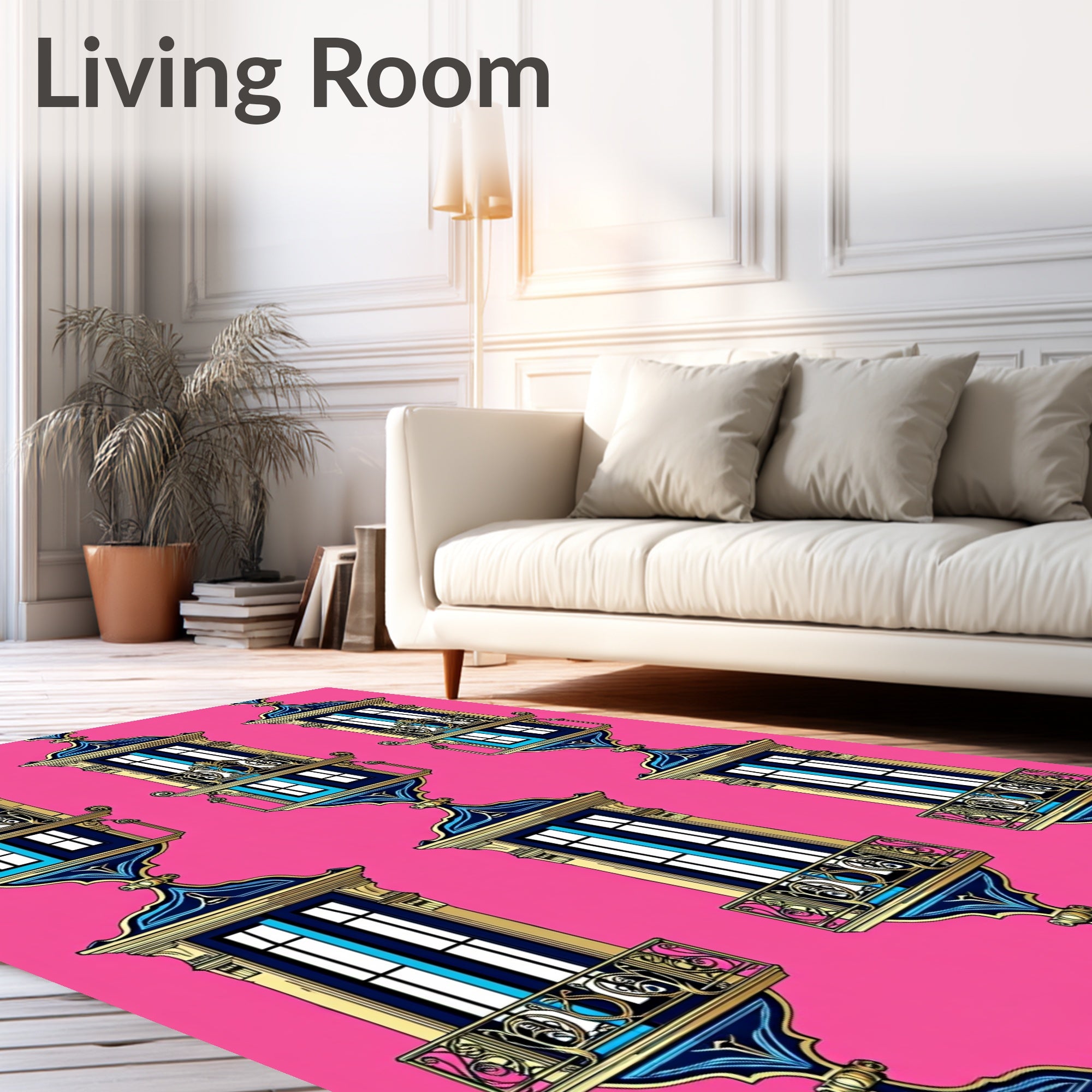 Grand Blue Balcony Ornate Repeating Rug