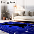 Black Cat Cosmic Swirl Stars Rug