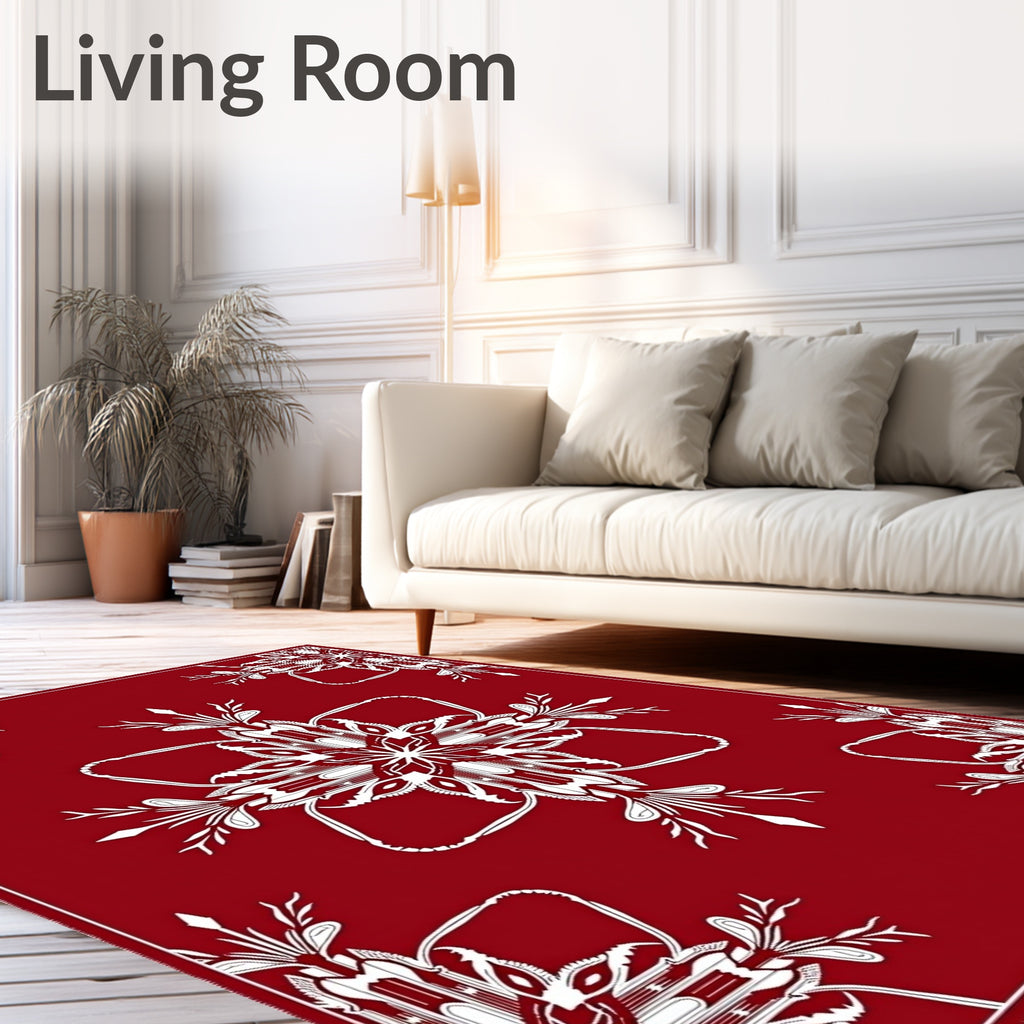 Crimson Floral Starburst Medallion Rug