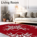 Crimson Floral Starburst Medallion Rug