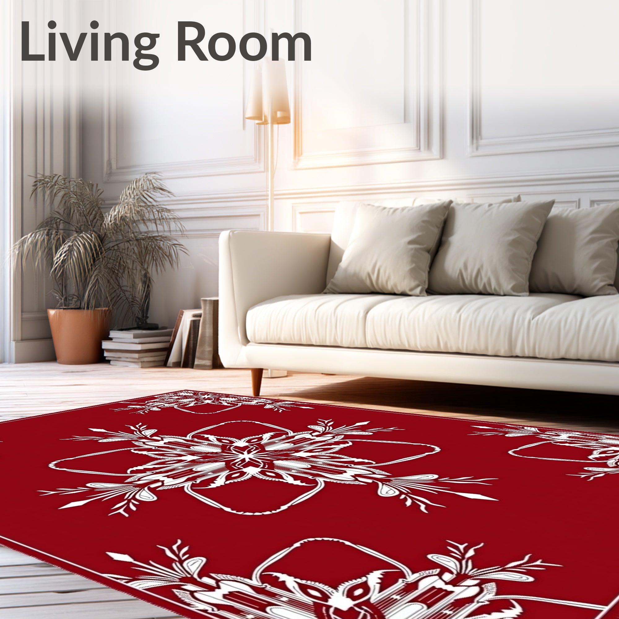 Crimson Floral Starburst Medallion Rug