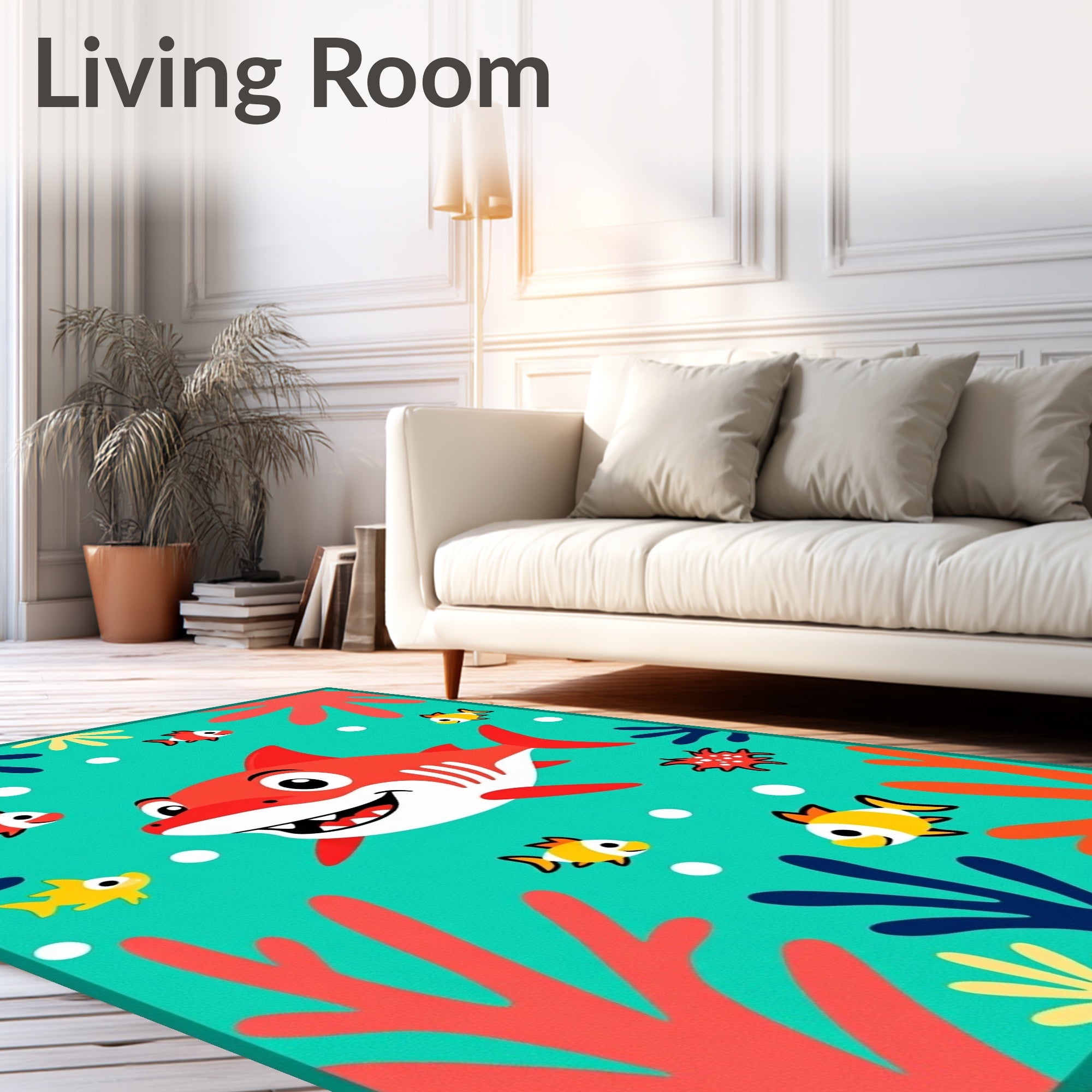Playful Red Shark Undersea Friends Rug