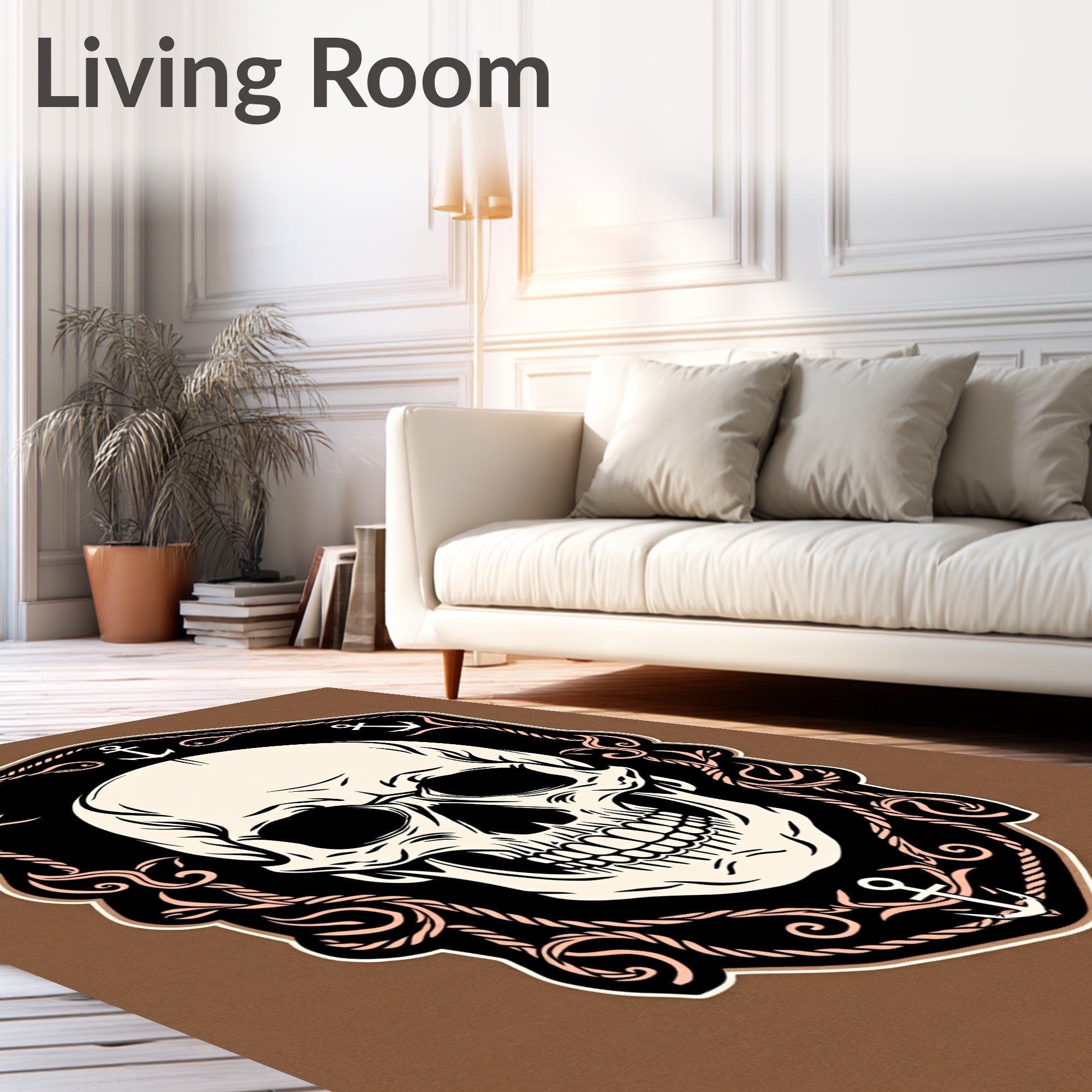 Nautical Skull Emblem With Anchors Rug