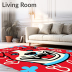 Crimson Happy Dog Paw Print Rug