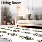 Ornate Green Floral Damask Rug