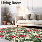 Crimson Green Floral Swirl Rug