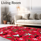 Christmas Gnomes And Snowflakes Scarlet Red Rug