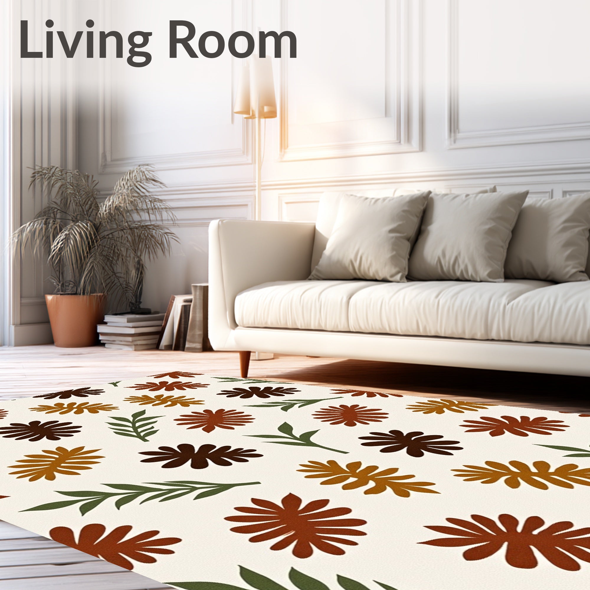 Autumn Earthy Tone Floral Branches Rug