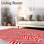 Bold Red Striped Abstract Rug