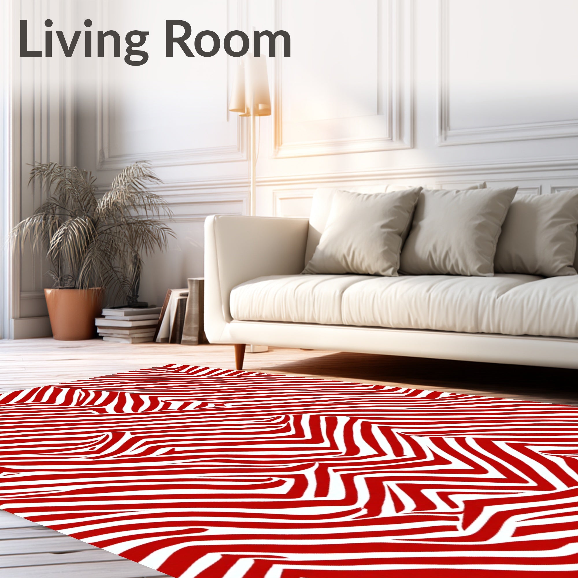 Bold Red Striped Abstract Rug