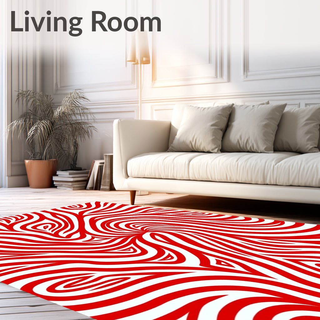 Bold Red Swirl Abstract Curve Rug