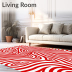 Bold Red Swirl Abstract Curve Rug