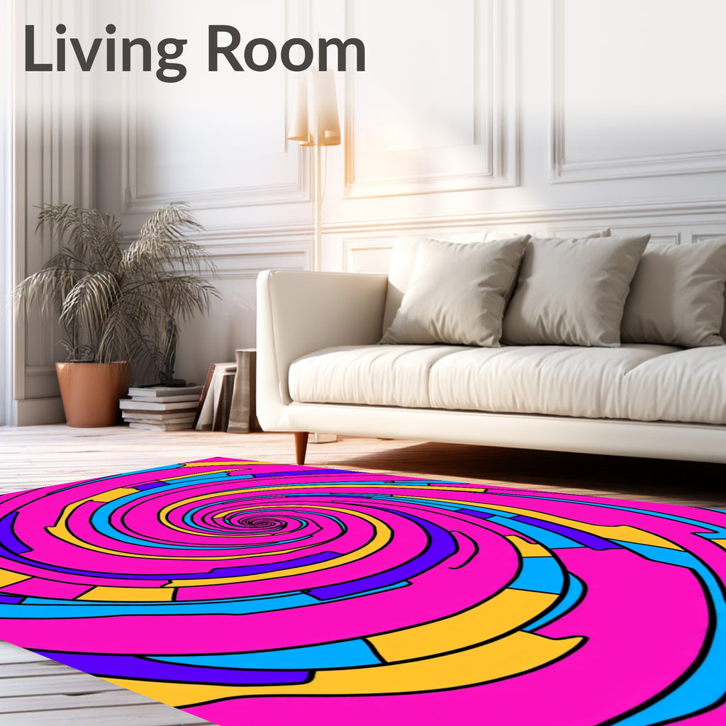 Vivid Pink Swirl Abstract Quilt Rug