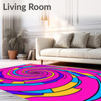 Vivid Pink Swirl Abstract Quilt Rug