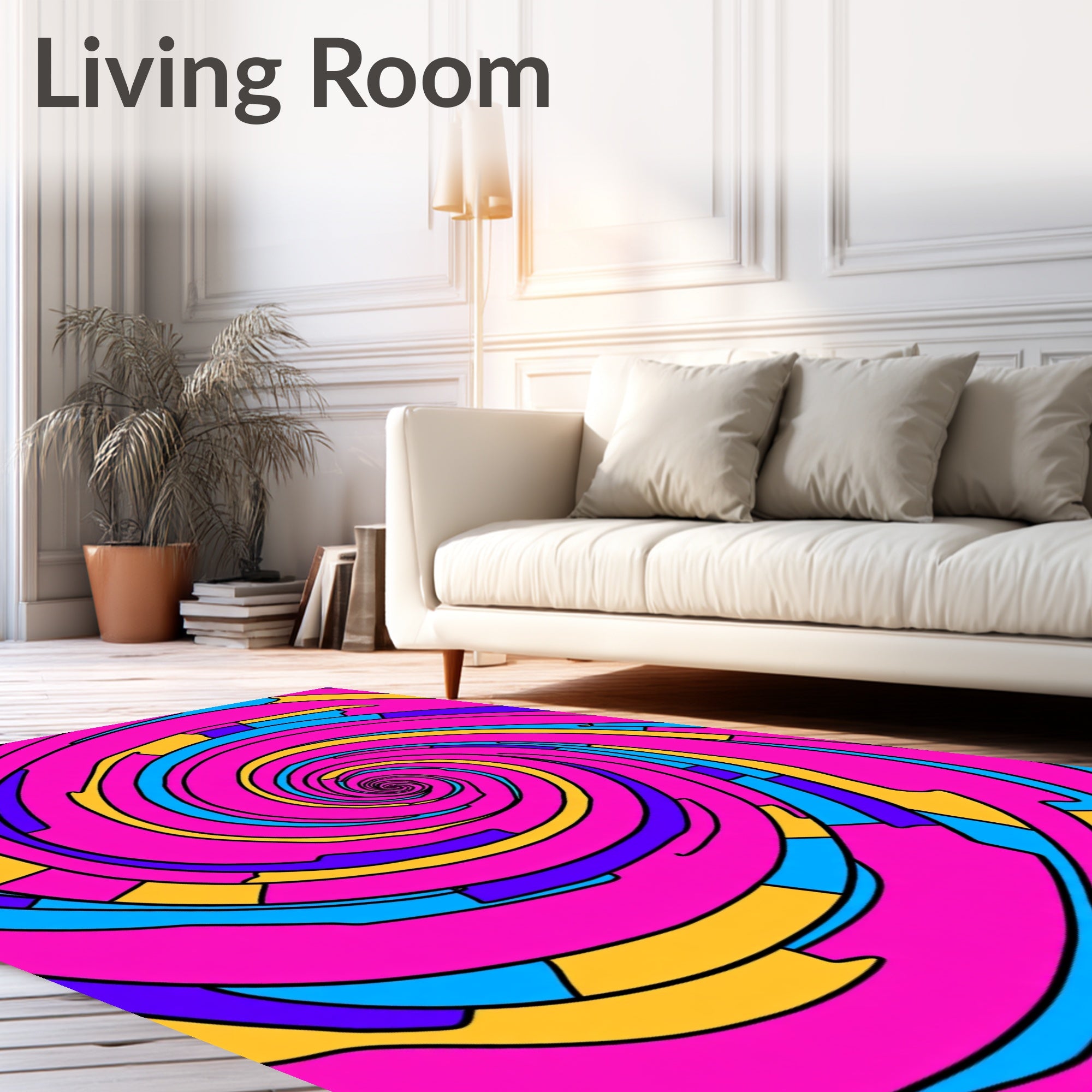 Vivid Pink Swirl Abstract Quilt Rug