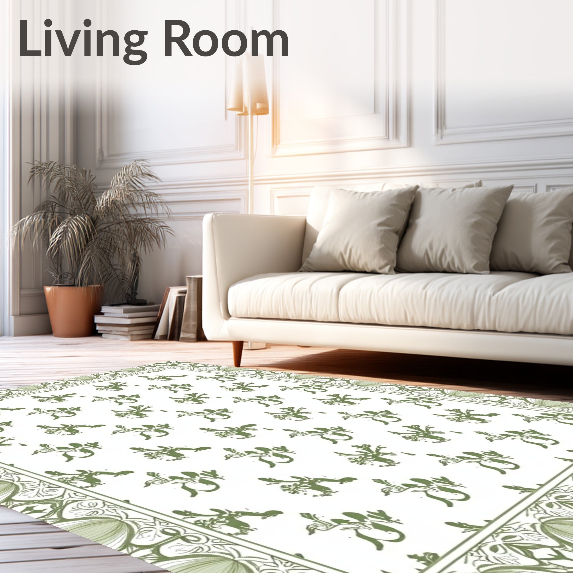 Sage Green Floral Sprig Garland Rug