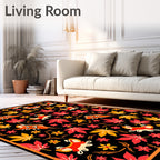 Vibrant Autumn Leaves Fox Floral Rug