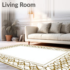 Golden Ornate Vintage Scroll Border Rug