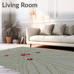 Green Leafy Vines with Red Berries Rug