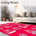 Festive Holiday Train Snowflake Collection Rug