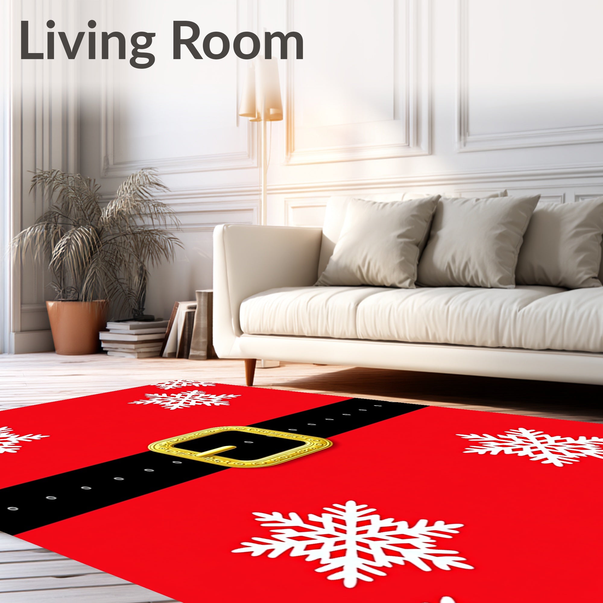 Red Snowflake Belt Accents Rug