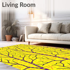 Vibrant Yellow Purple Tree Garland Rug