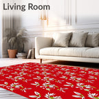 Crimson White Green Floral Sprig Rug