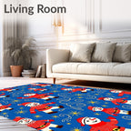 Happy Snowman Red Blue Starburst Rug