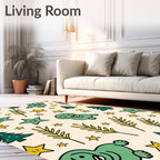 Whimsical Green Creatures Starry Trees Rug