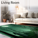 Eerie Green Moonlit Cemetery Path Rug