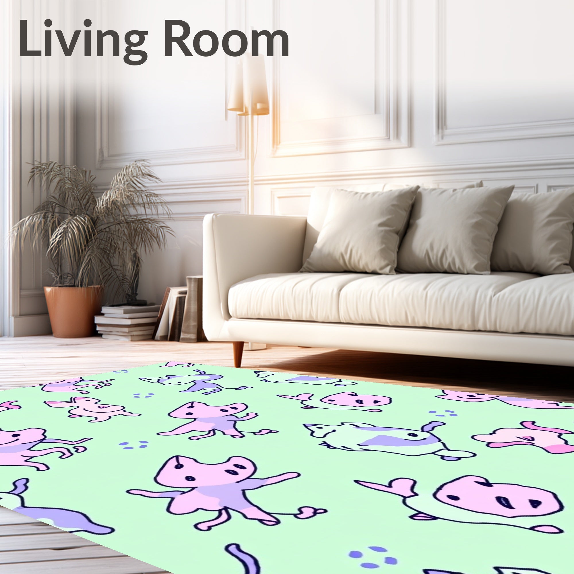 Pastel Whimsical Creature Playful Animals Rug