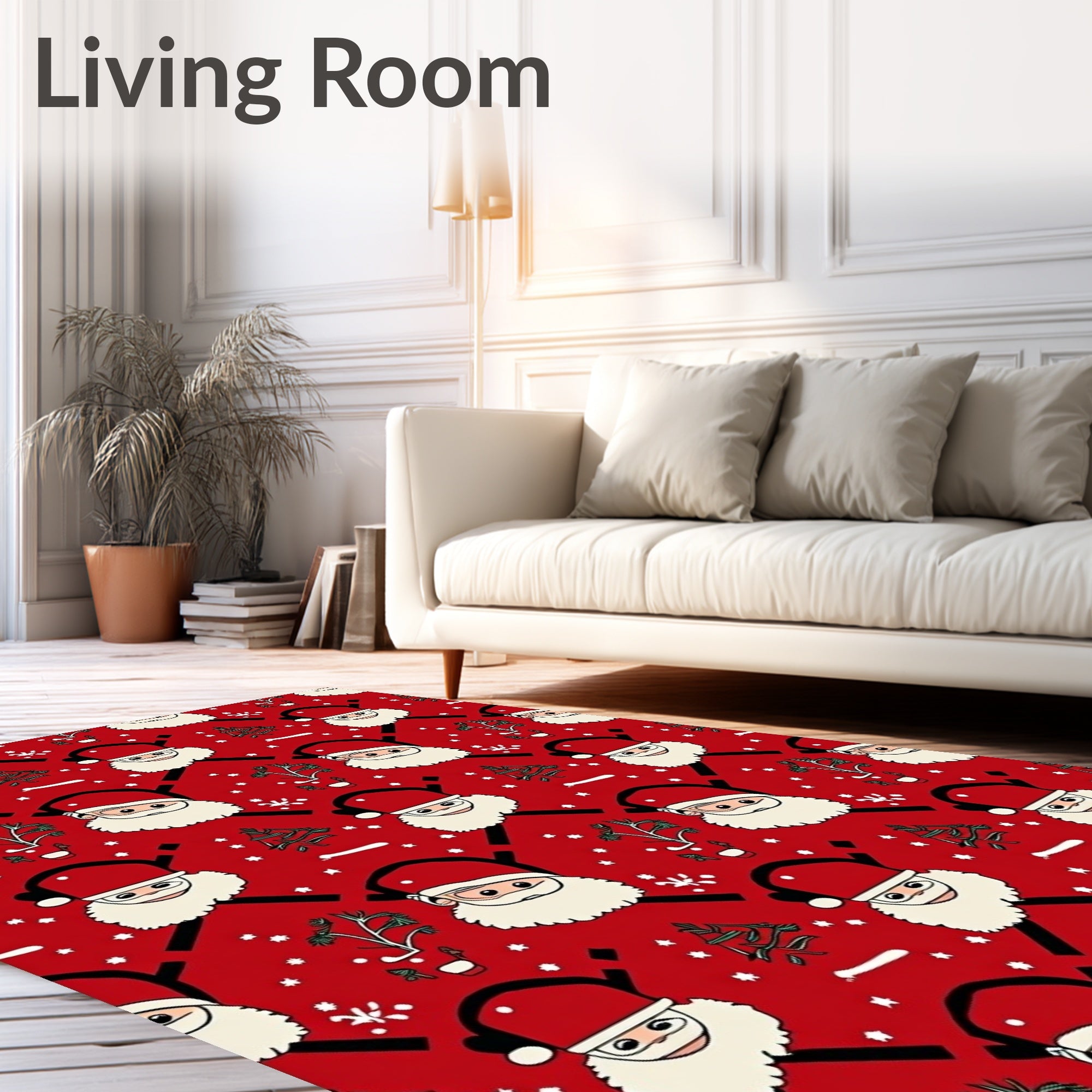 Christmas Red Santa Claus Trees Rug