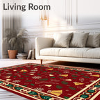 Crimson Snowflakes Bells Foliage Border Rug