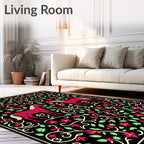 Crimson Unicorn Floral Garden Tapestry Rug