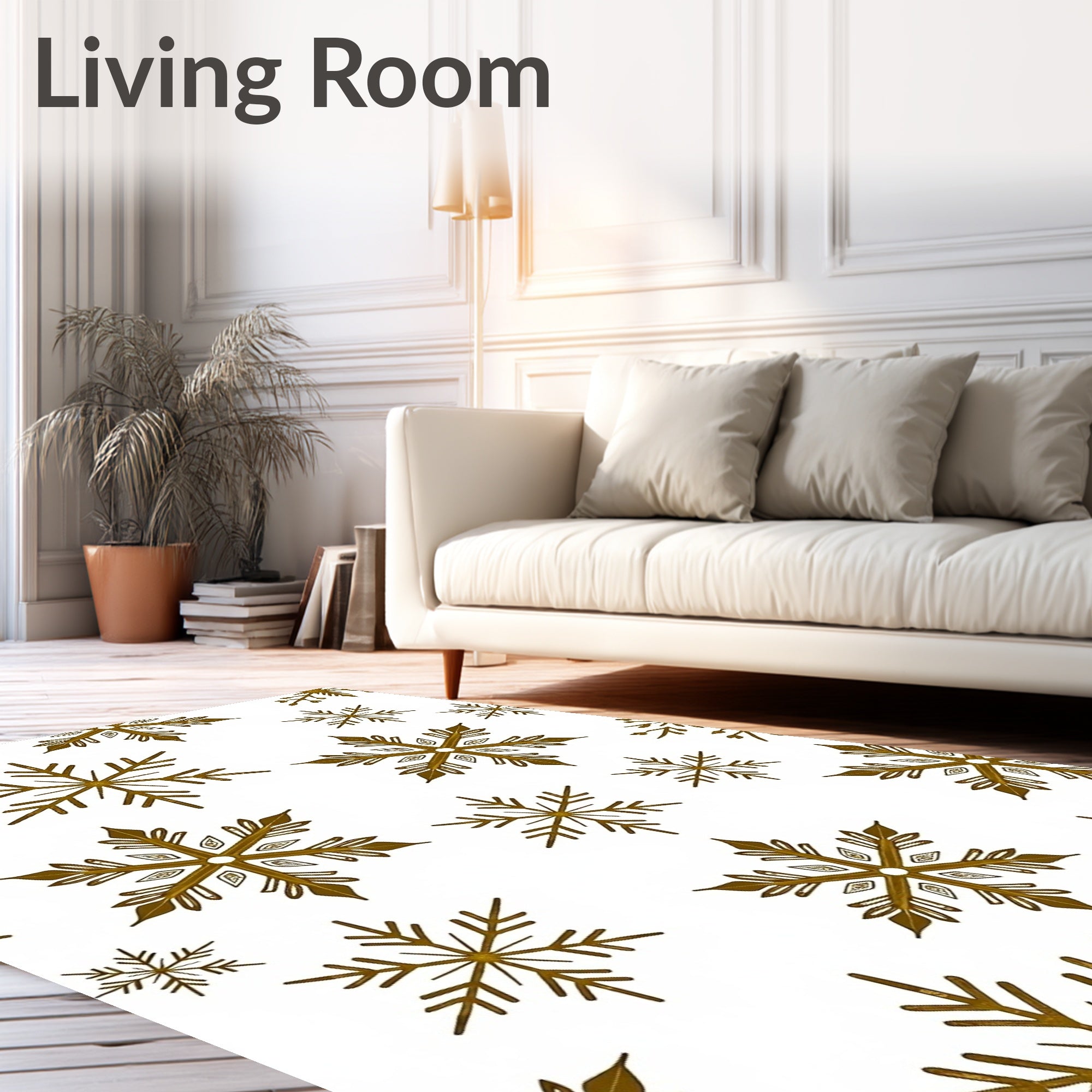 Rustic Gold Snowflake Collage Rug