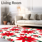Bold Red Floral Blooms Rug