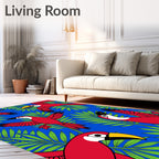 Tropical Red Toucans and Green Foliage Rug