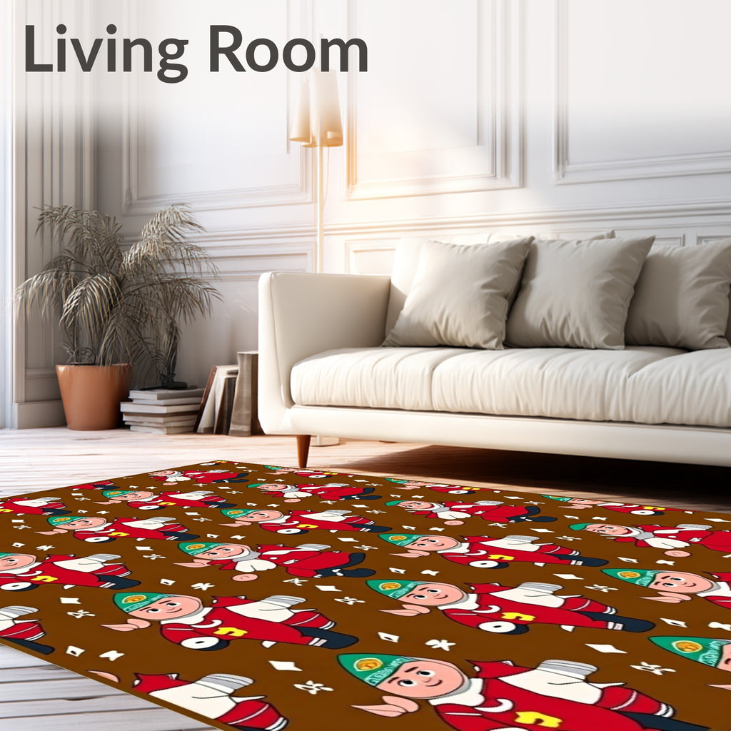 Festive Red Character Repeat Background Rug