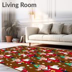 Festive Red Character Repeat Background Rug
